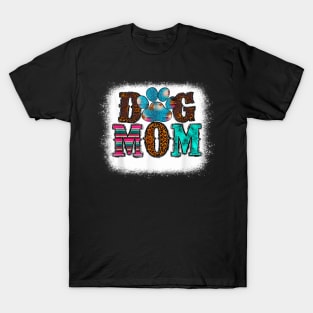 Women Tie Dye Leopard Dog Mama for Mom Mother's Day Dog love T-Shirt